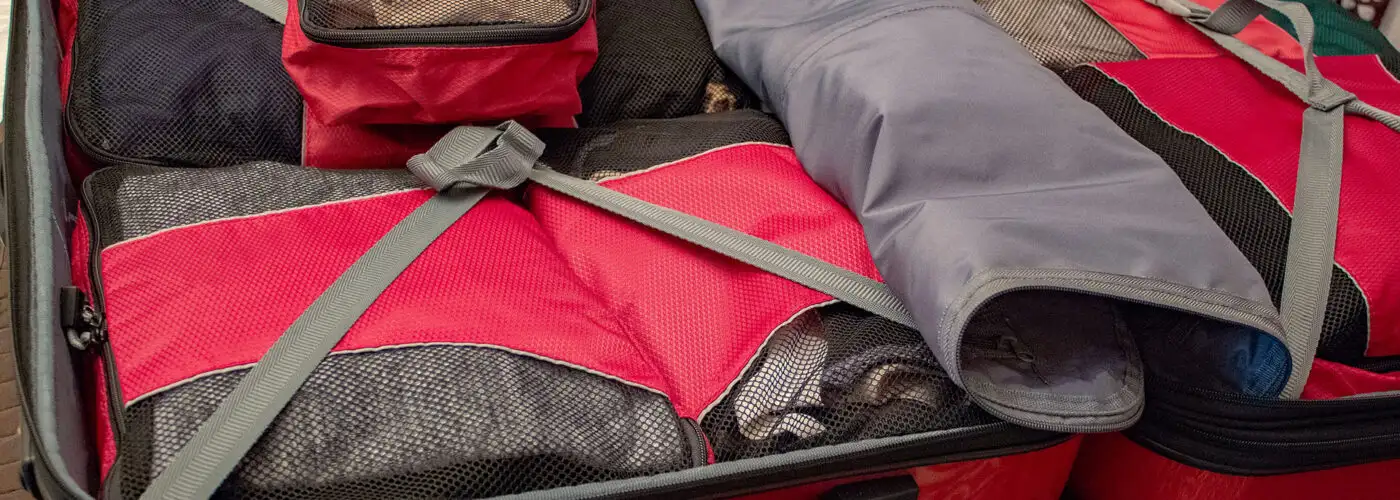 suitcase with packing cubes.